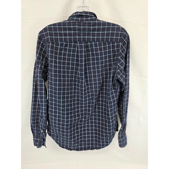 Tommy Hilfiger Mens Blue Checkered Medium XS Button Down Dress Shirt Classic Fit - Picture 6 of 8